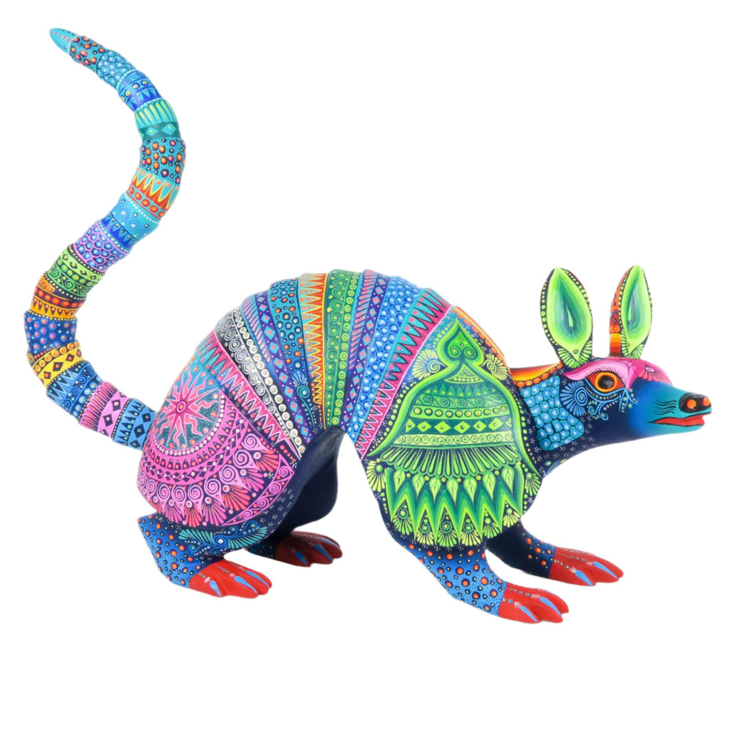 Large Vibrant Armadillo - Oaxacan Alebrije Wood Carving