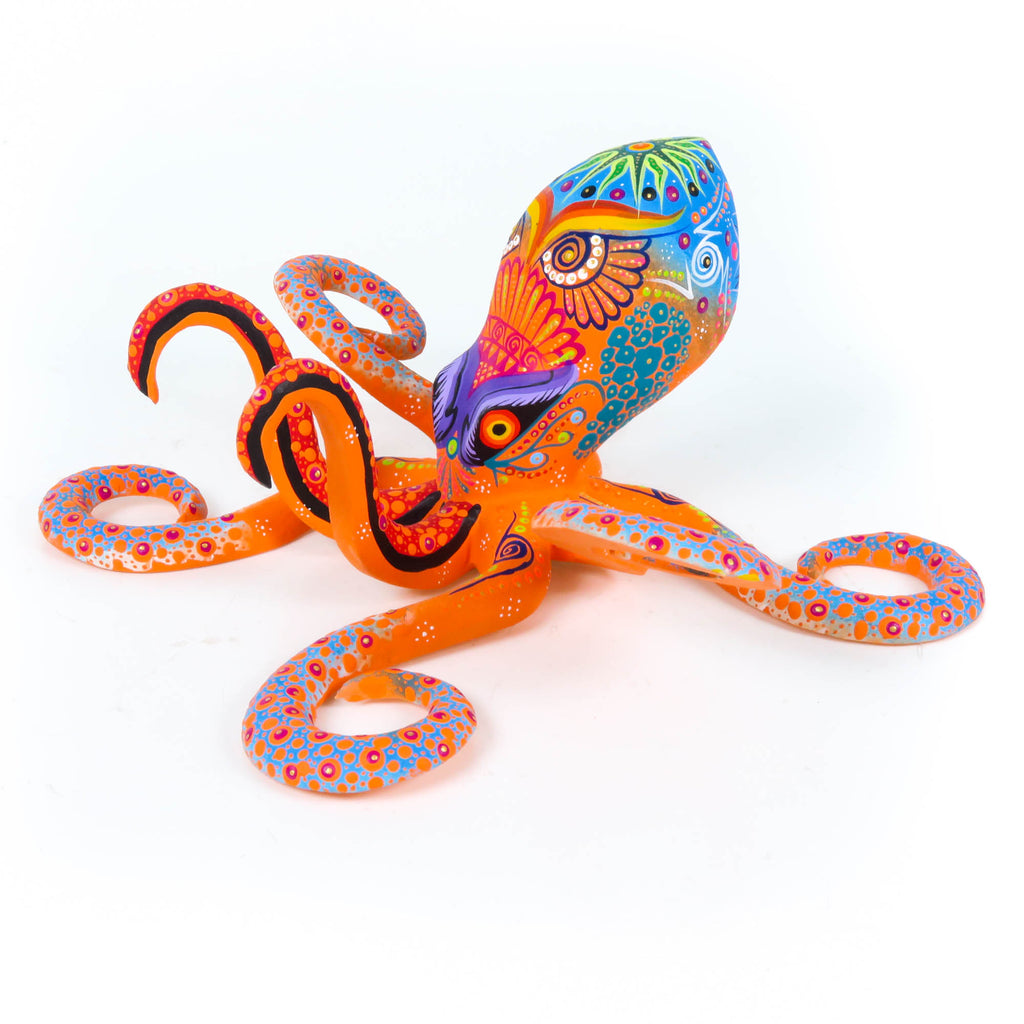 Orange Octopus - Oaxacan Alebrije Wood Carving – VivaMexico.com