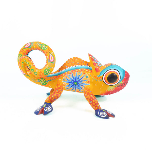 Yellow Chameleon - Oaxacan Alebrije Wood Carving
