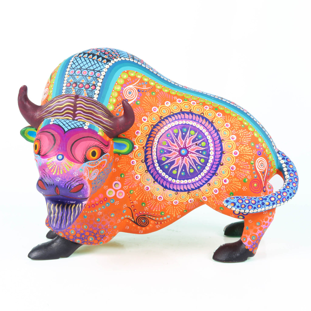 Orange Bison - Oaxacan Alebrije Wood Carving
