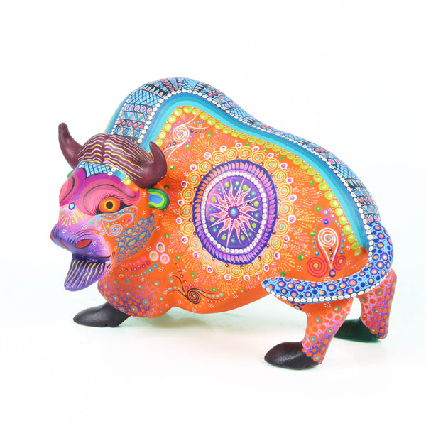 Orange Bison - Oaxacan Alebrije Wood Carving