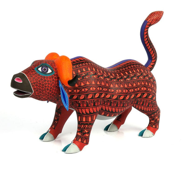 Zapotec Cow - Oaxacan Alebrije Wood Carving (Lauro Ramirez) VivaMexico.com