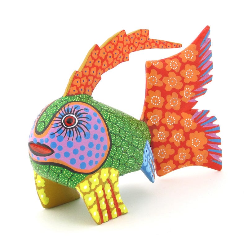 Green Fish Alebrije Wood Carving VivaMexico.com