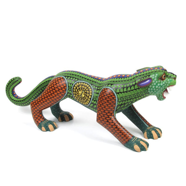 Fine Green Jaguar - Oaxacan Alebrije Wood Carving VivaMexico.com