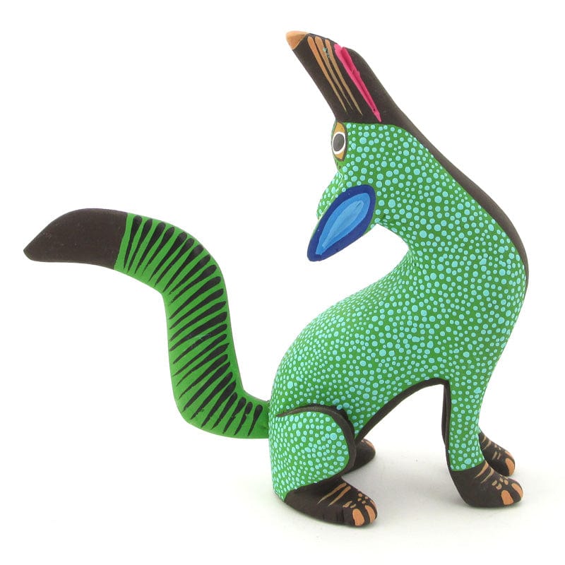 Green Wolf Alebrije Wood Carving VivaMexico.com