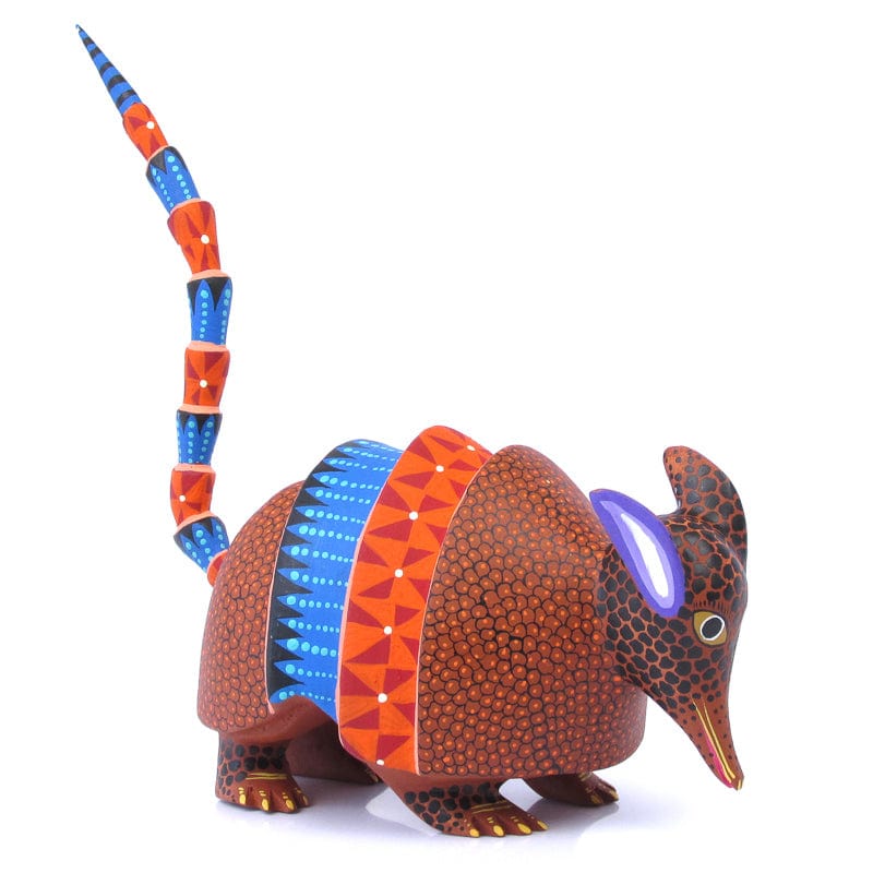 Orange Armadillo - Oaxacan Alebrije Wood Carving VivaMexico.com