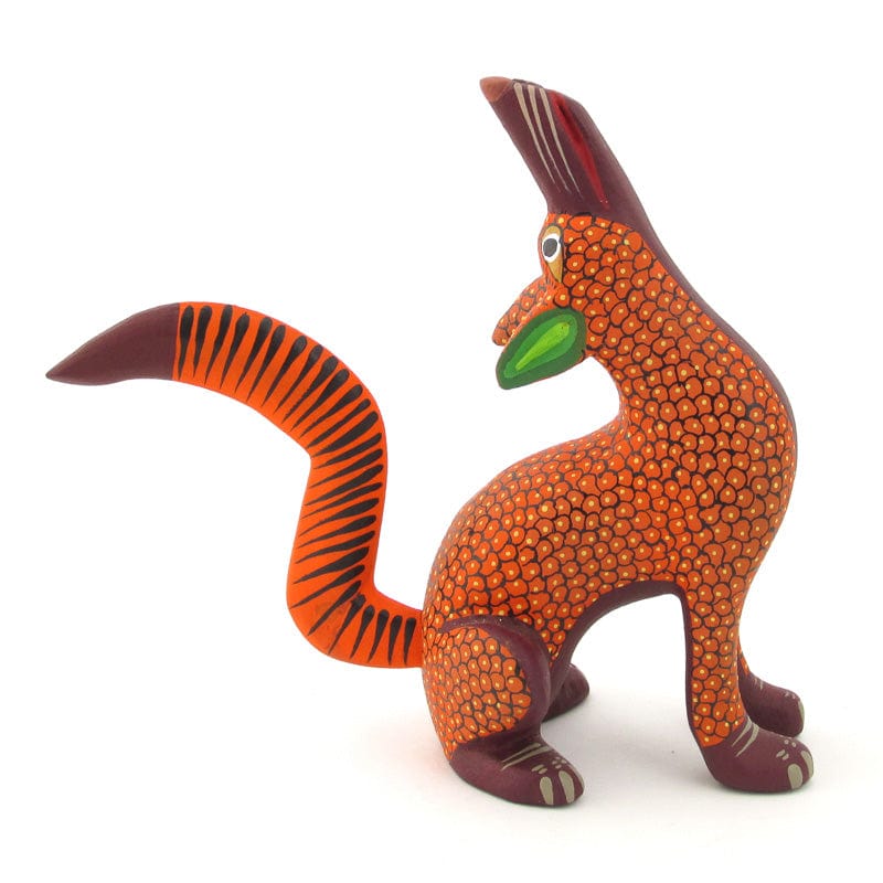 Orange Wolf Alebrije Wood Carving VivaMexico.com