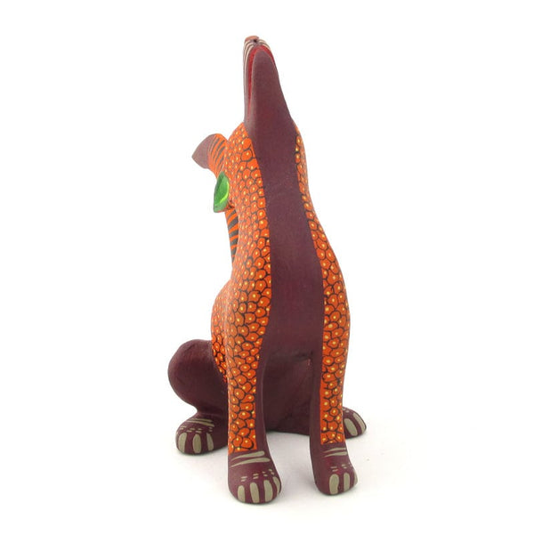 Orange Wolf Alebrije Wood Carving VivaMexico.com