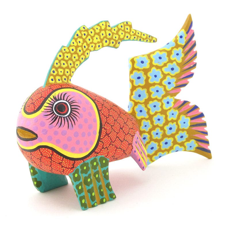 Red Fish Alebrije Wood Carving VivaMexico.com