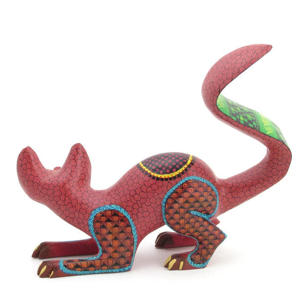 Red Raccoon Fine Alebrije Wood Carving VivaMexico.com