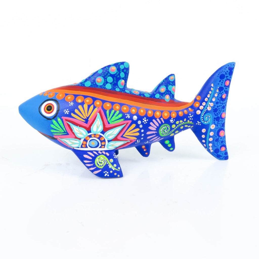 Blue & Red Jiraffe Oaxacan Wood Carving Alebrije main image 1