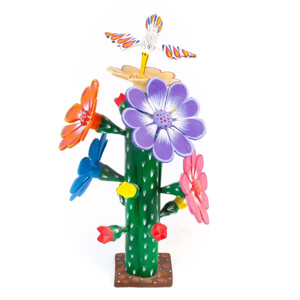 Cactus With Hummingbird - Oaxacan Alebrije Wood Carving