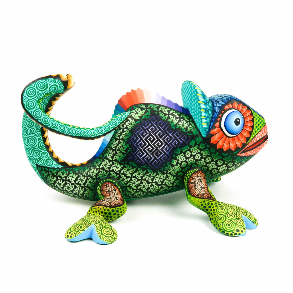 Colorful Chameleon - Oaxacan Alebrije Wood Carving - Jose Calvo