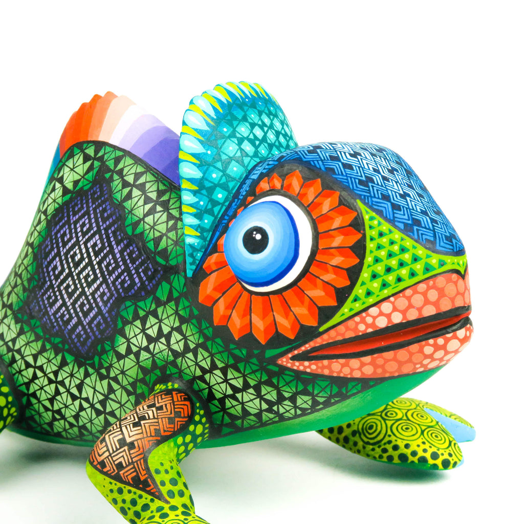 Colorful Chameleon - Oaxacan Alebrije Wood Carving - Jose Calvo