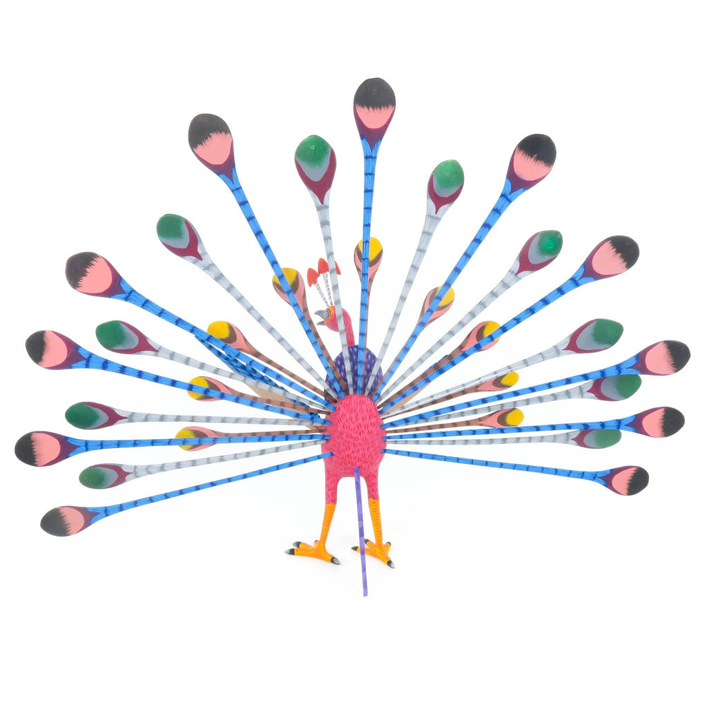 Colorful Peacock - Oaxacan Alebrije Wood Carving Sculpture