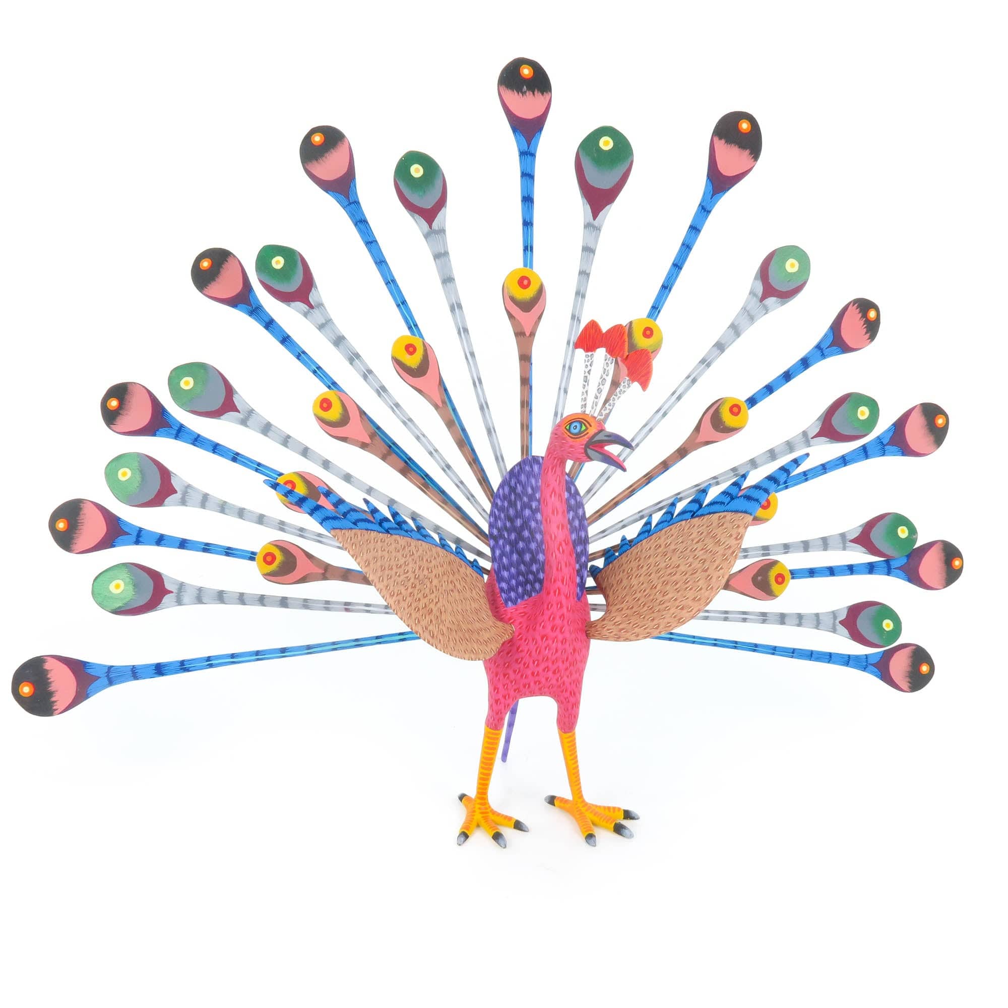 Colorful Peacock - Oaxacan Alebrije Wood Carving Sculpture