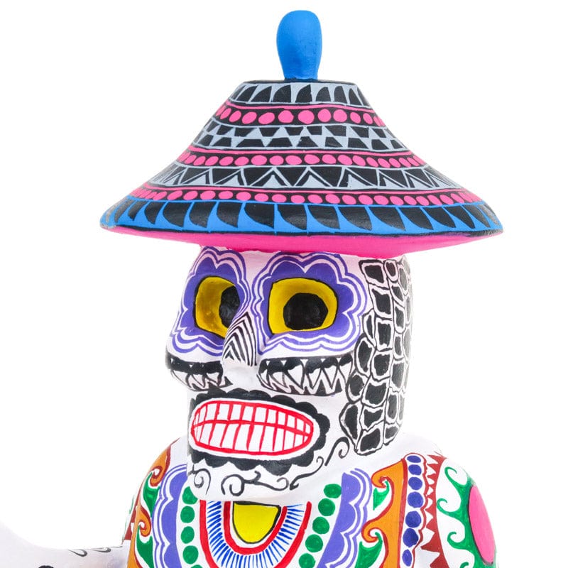 Alebrijes & Day of the Dead Skeleton Nacre Painting on Mother of Pearl