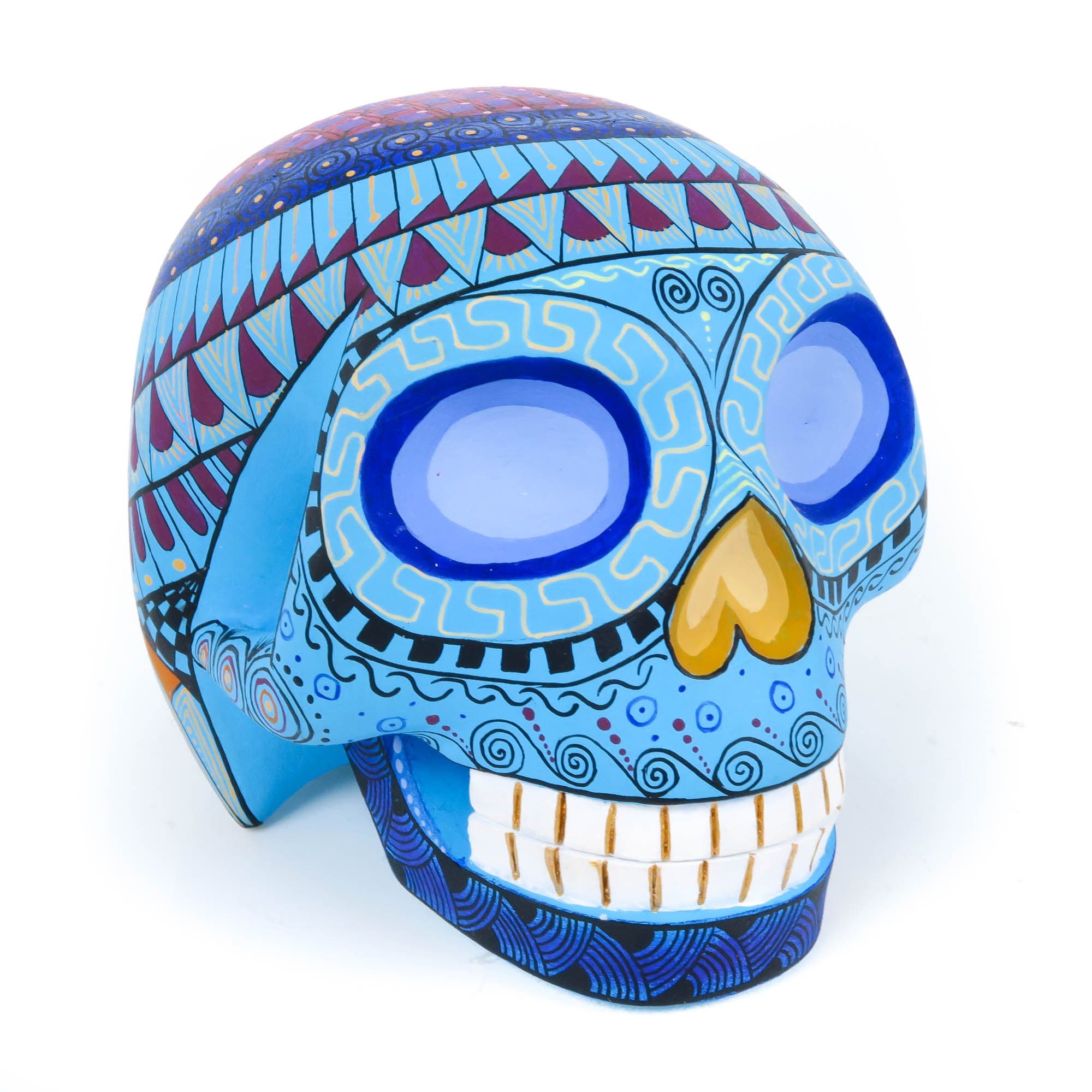Day of The Dead Skull (Blue) - Oaxacan Alebrije Wood Carving