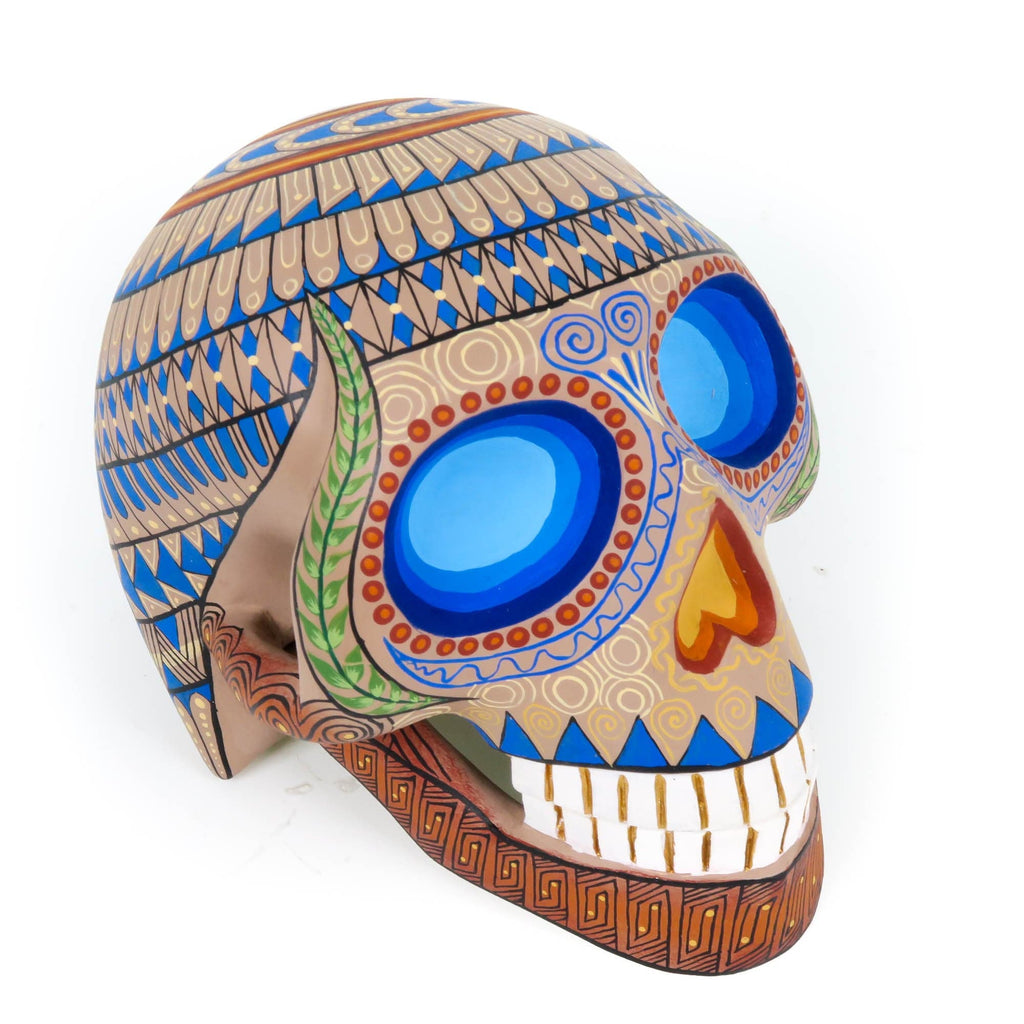 Day of The Dead Skull (Light Brown) - Oaxacan Alebrije Wood