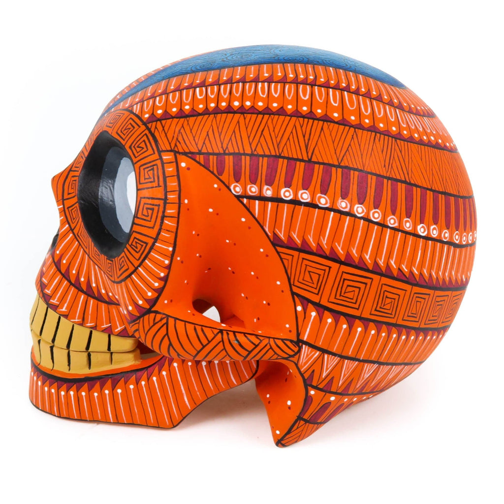 Day of The Dead Skull (Orange) - Oaxacan Alebrije Wood Carving