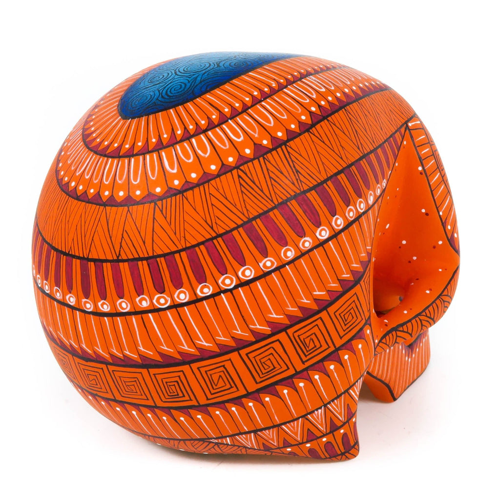 Day of The Dead Skull (Orange) - Oaxacan Alebrije Wood Carving