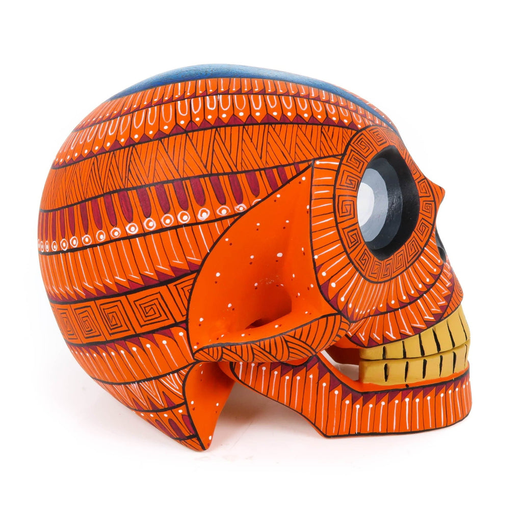 Day of The Dead Skull (Orange) - Oaxacan Alebrije Wood Carving