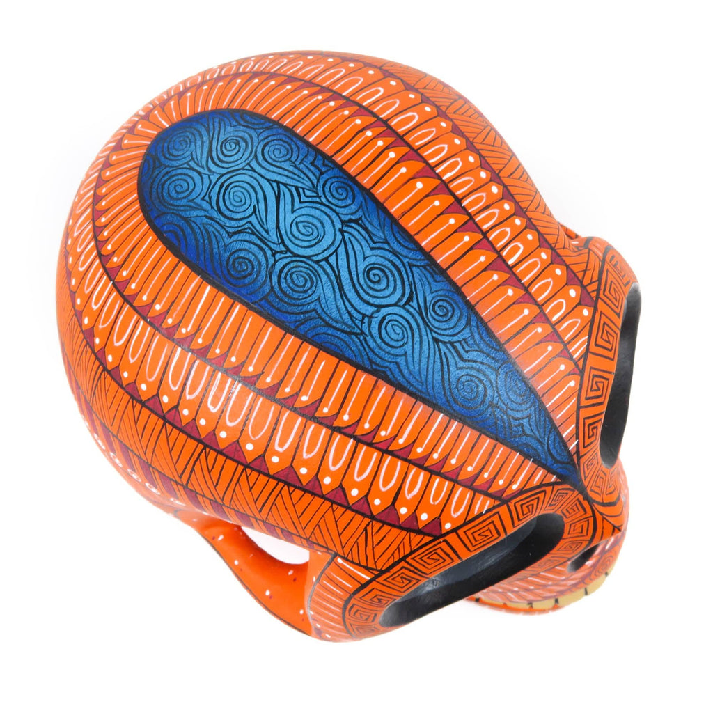 Day of The Dead Skull (Orange) - Oaxacan Alebrije Wood Carving