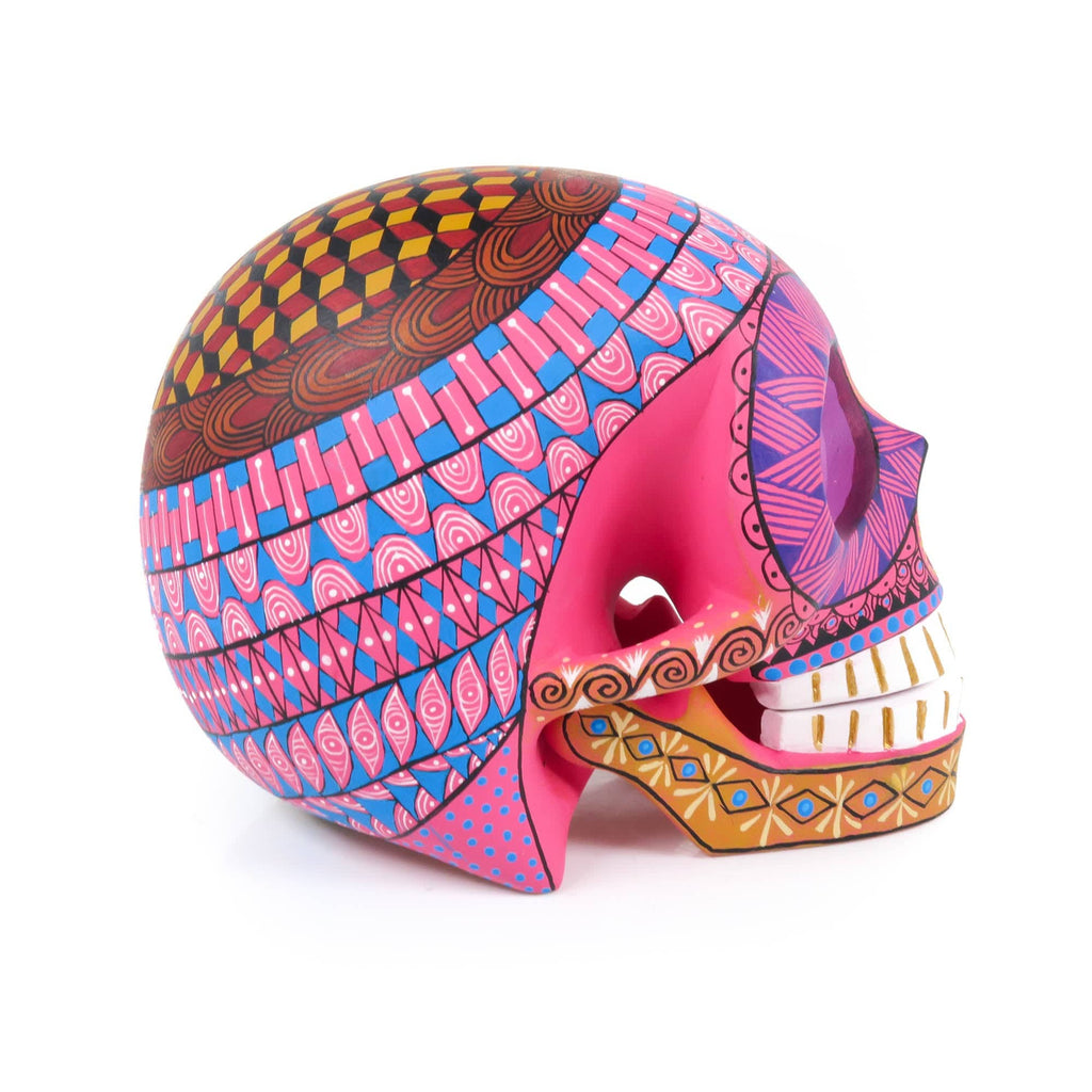 Day of The Dead Skull (Pink) - Oaxacan Alebrije Wood Carving