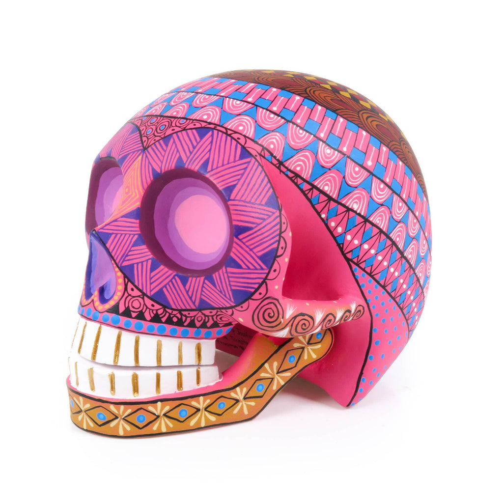 Day of The Dead Skull (Pink) - Oaxacan Alebrije Wood Carving