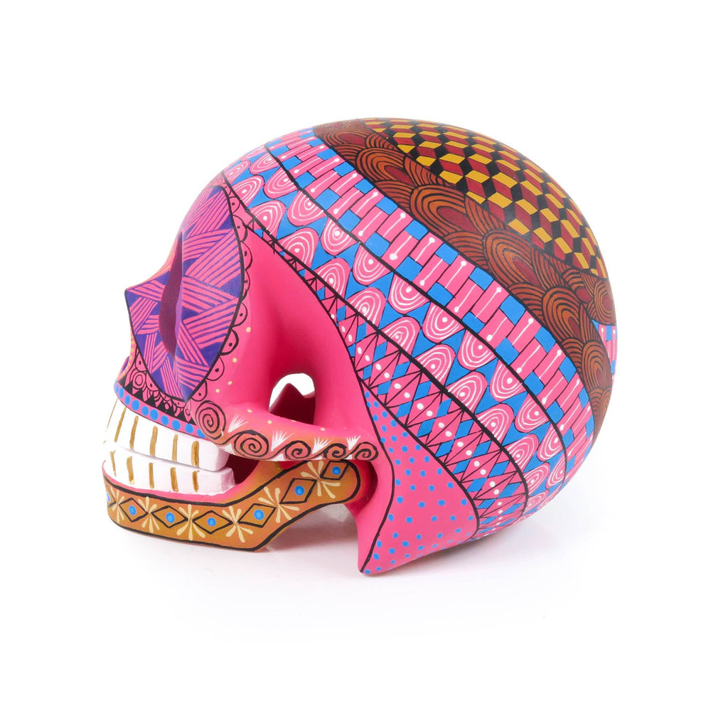 Day of The Dead Skull (Pink) - Oaxacan Alebrije Wood Carving