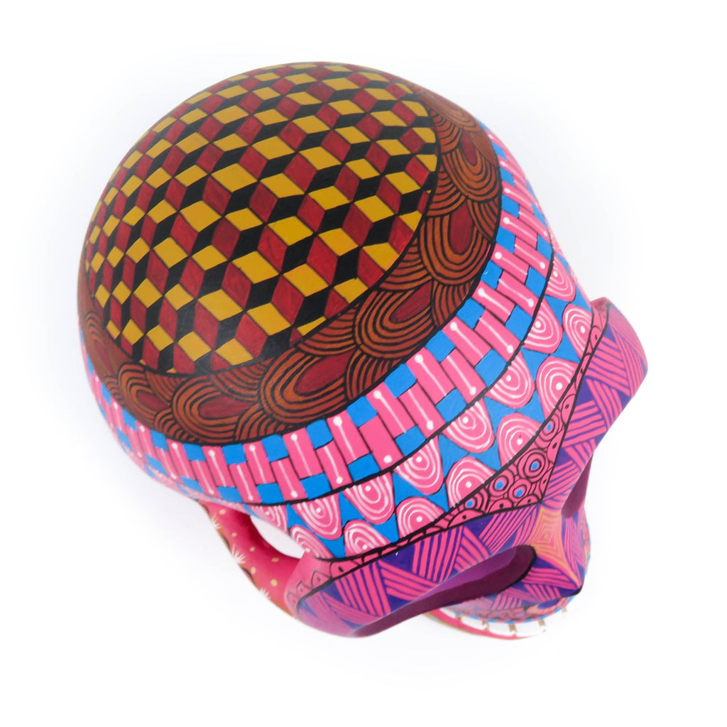 Day of The Dead Skull (Pink) - Oaxacan Alebrije Wood Carving