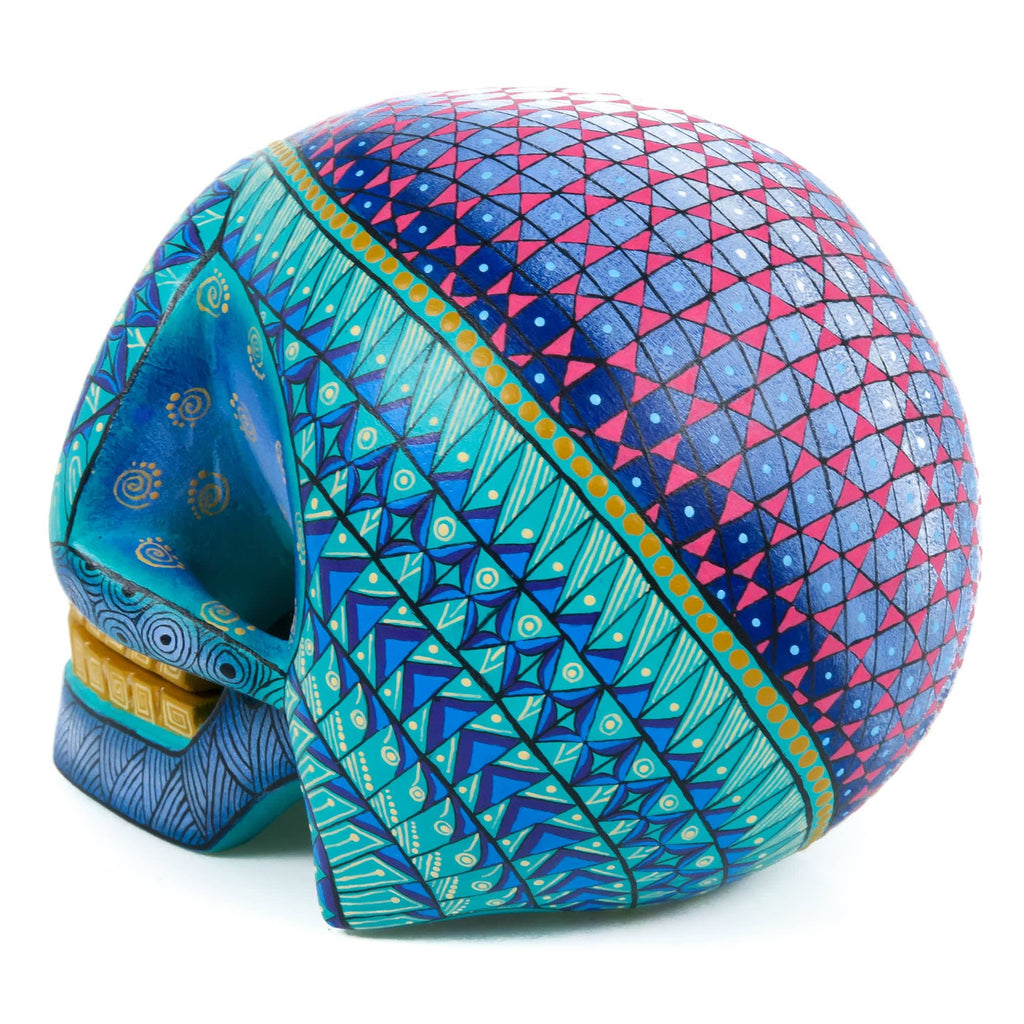 Day of The Dead Skull (Turquoise) - Oaxacan Alebrije Wood Carving