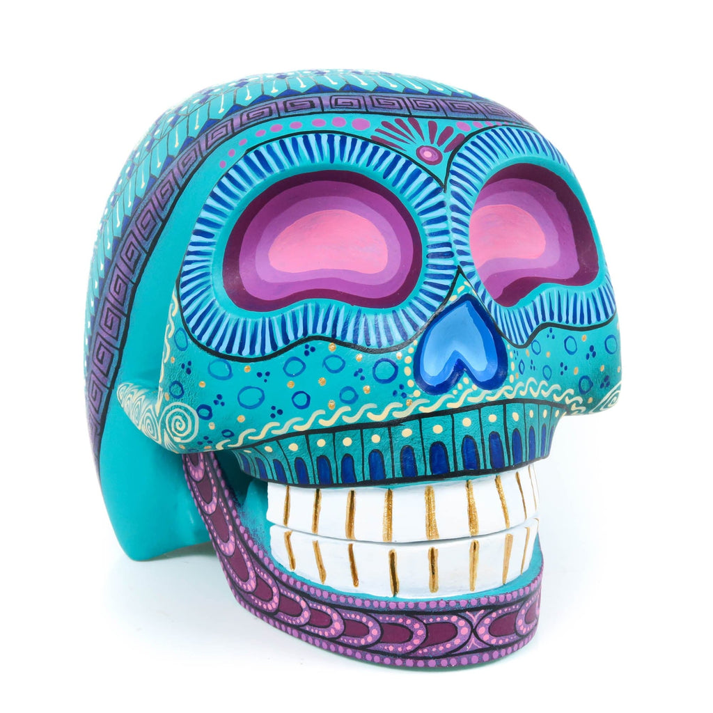 Day of The Dead Skull (Turquoise) - Oaxacan Alebrije Wood Carving