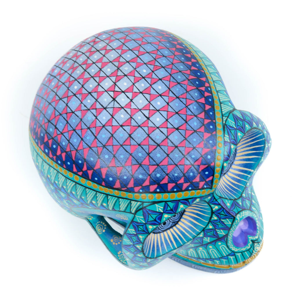 Day of The Dead Skull (Turquoise) - Oaxacan Alebrije Wood Carving