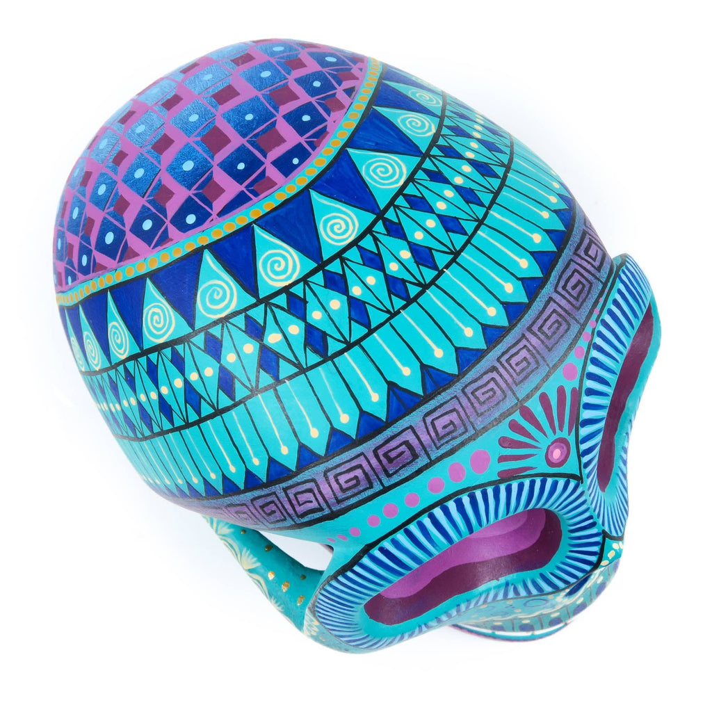 Day of The Dead Skull (Turquoise) - Oaxacan Alebrije Wood Carving
