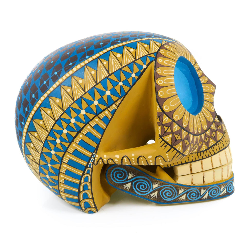 Day of The Dead Skull (Yellow) - Oaxacan Alebrije Wood Carving