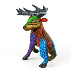 エルテ　ハートⅠ 美術　アート　206/300 ハート・アンド・ゼファー Deer - Oaxacan Alebrije Wood Carving Sculpture - Nestor Melchor