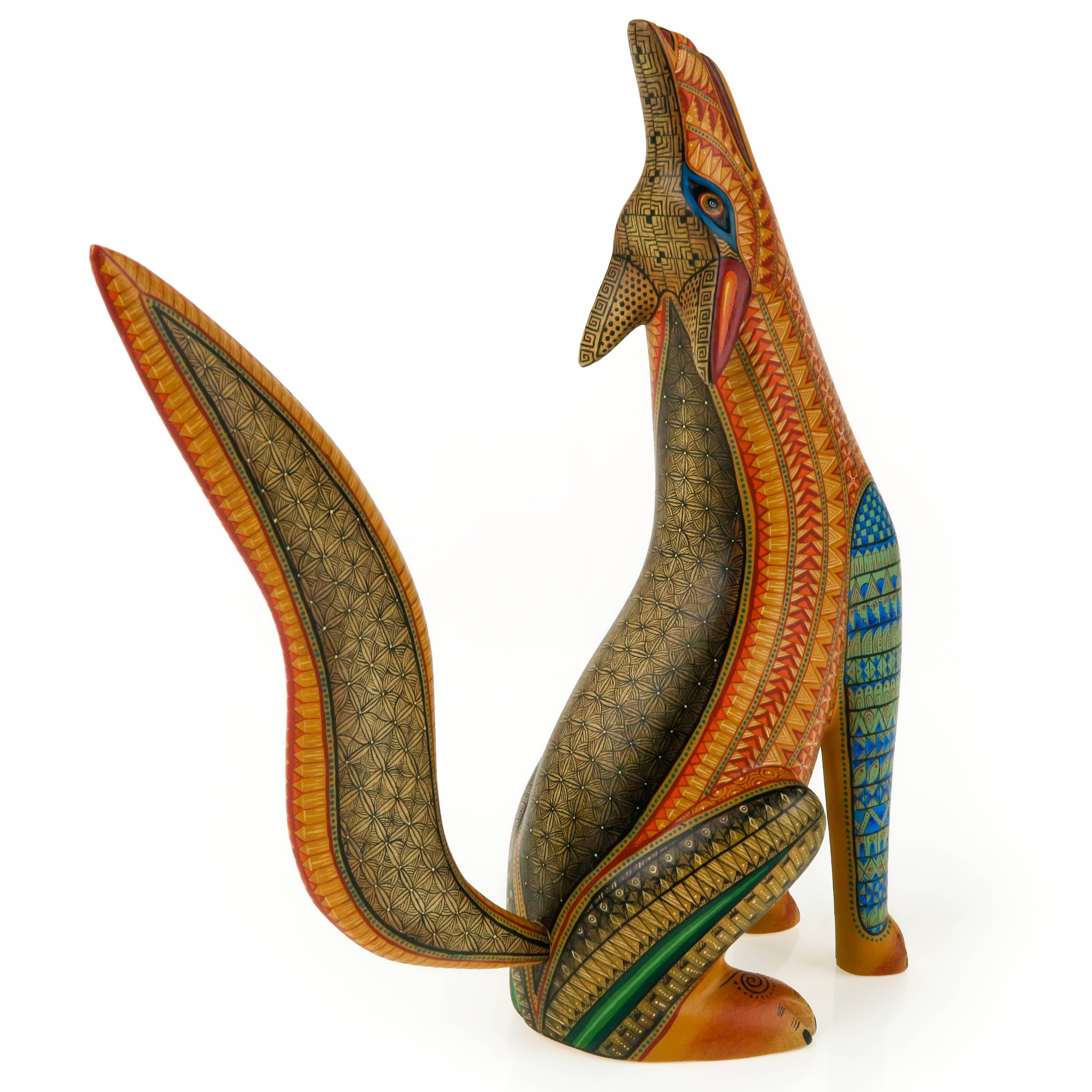 Exceptional Howling Coyote - Oaxacan Alebrije Wood Carving