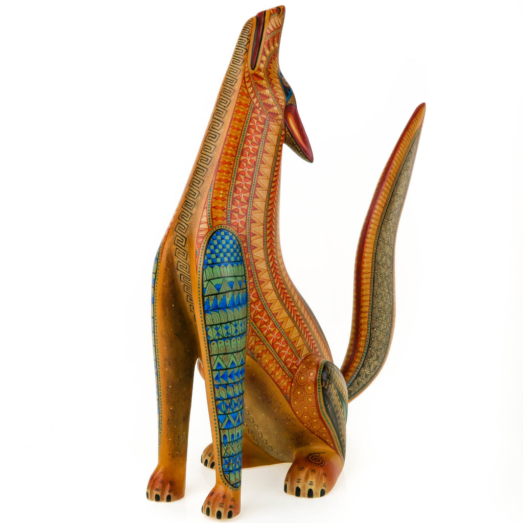 Exceptional Howling Coyote - Oaxacan Alebrije Wood Carving