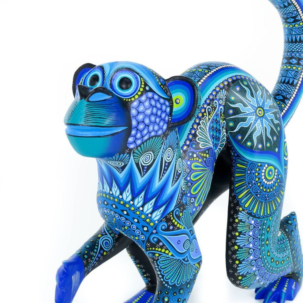 Exceptional Monkey (Blue) - Oaxacan Alebrije Wood Carving