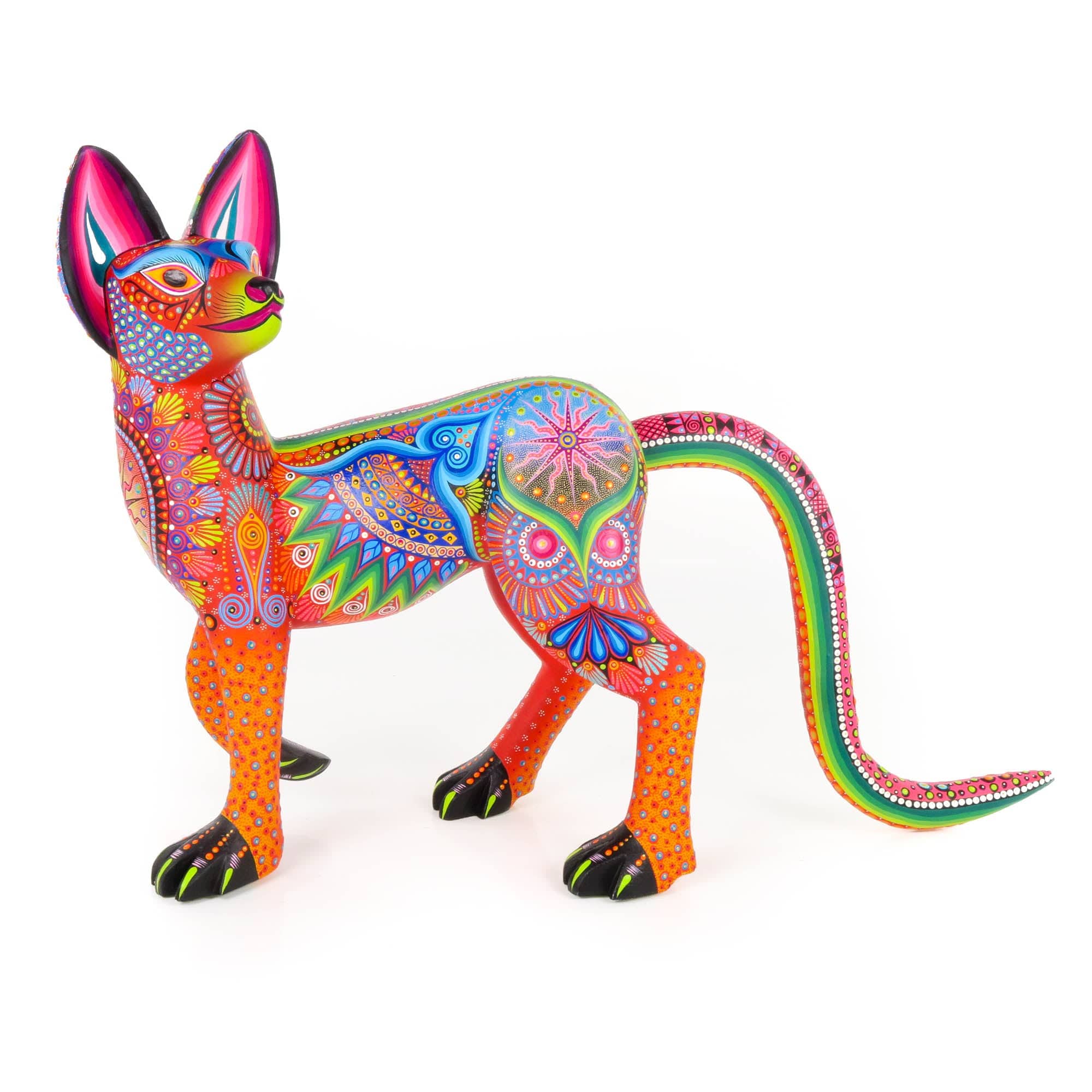 Black & White Dog Mexican Wood Carving Alebrije