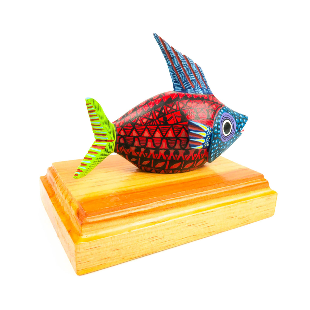 bulgarian wood carving box fish Fish On Base - Oaxacan Alebrije Wood Carving – VivaMexico.com