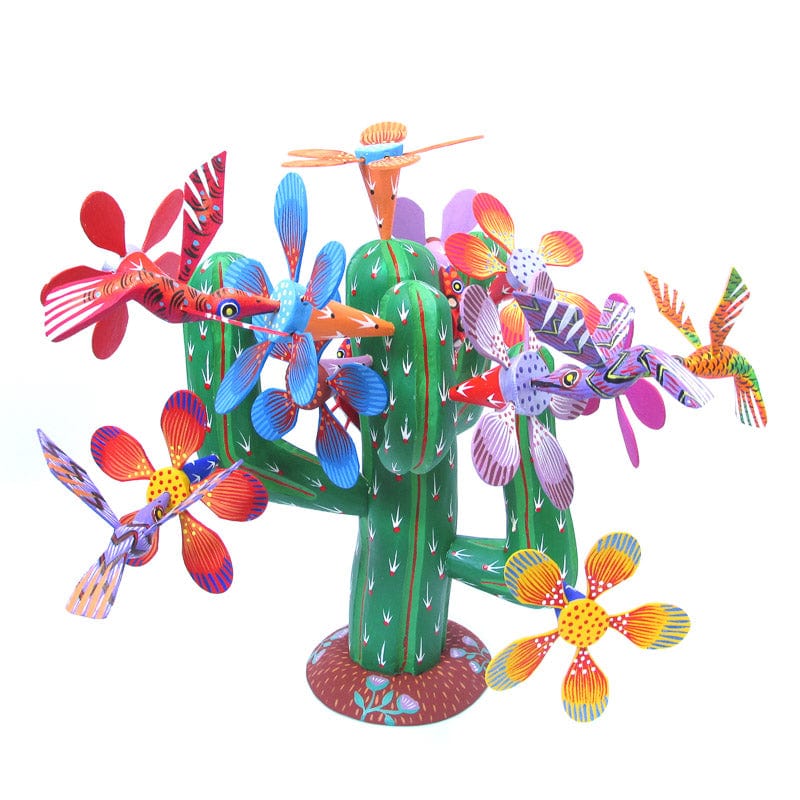 Flowering Cactus - Oaxacan Alebrije Wood Carving www.VivaMexico.com