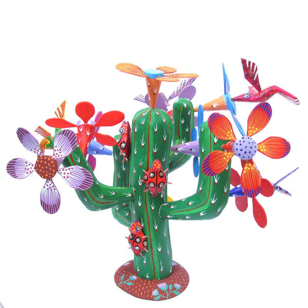 Flowering Cactus - Oaxacan Alebrije Wood Carving www.VivaMexico.com