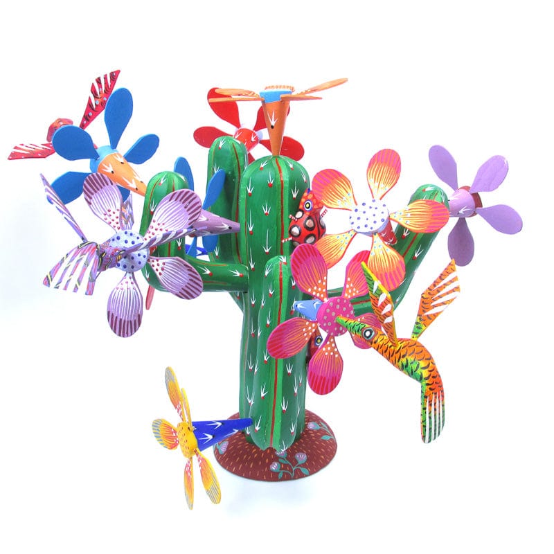 Flowering Cactus - Oaxacan Alebrije Wood Carving – VivaMexico.com