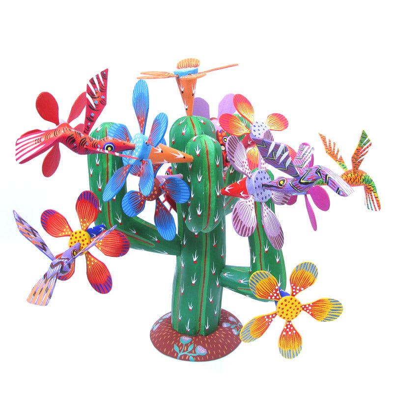 Flowering Cactus - Oaxacan Alebrije Wood Carving – VivaMexico.com