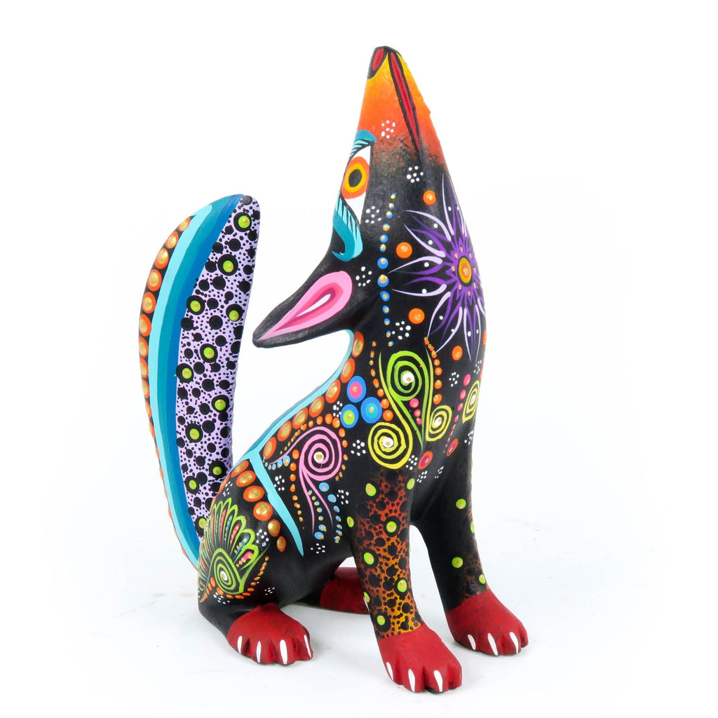 Howling Coyote (Black) - Oaxacan Alebrije Wood Carving