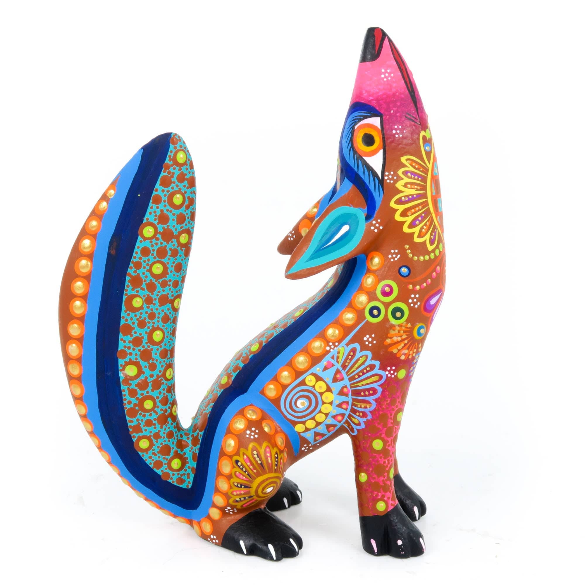 Howling Coyote (Orange) - Oaxacan Alebrije Wood Carving