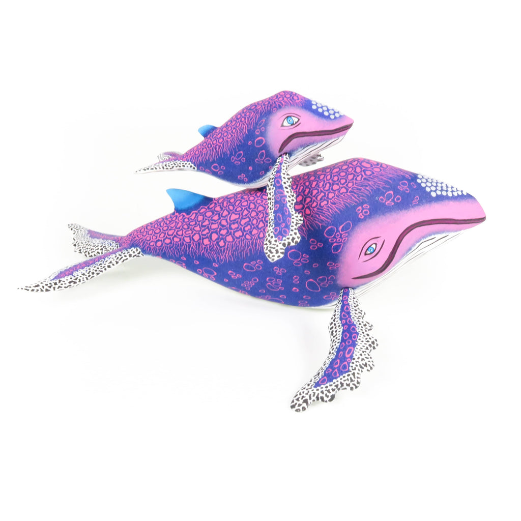 Humpback Whale With Calf - Oaxacan Alebrije Wood Carving