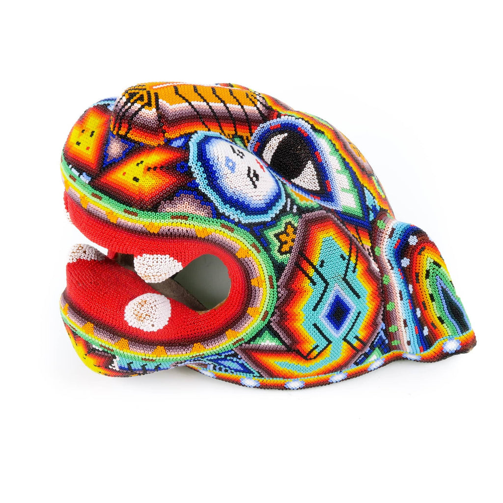 Large Huichol Beaded Jaguar Head Wixarika Folk Art – VivaMexico.com ...